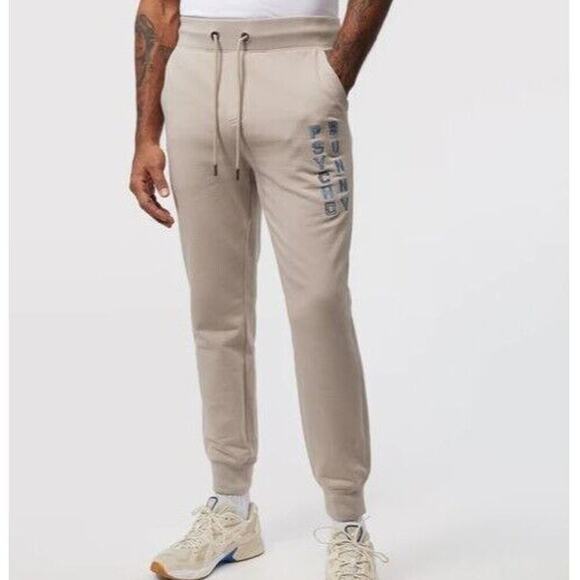 Psycho Bunny Mens Dammed Sweatpants Sz XL Sandstone Loungewear Streetwear Casual